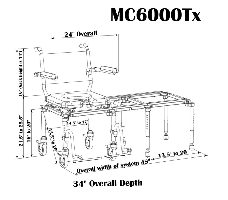 NuProdx MC6000TX - Portable Tub / Commode Slider System