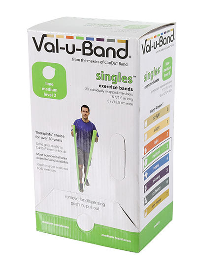 Val-u-Band Resistance Bands, Pre-Cut Strip, 5', 5 Cases of 30 Units Each (LATEX)