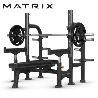 Magnum Olympic Flat Bench with Safety Arms – US MedRehab