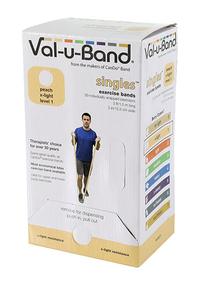 Val-u-Band Resistance Bands, Pre-Cut Strip, 5', 5 Cases of 30 Units Each (LATEX)