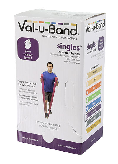 Val-u-Band Resistance Bands, Pre-Cut Strip, 5', 5 Cases of 30 Units Each (LATEX)
