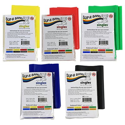 Sup-R Band Latex Free Exercise Band - 5 foot Singles, 5-piece set – US ...