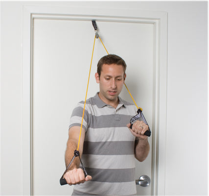 CanDo shoulder pulley with exercise tubing and handles