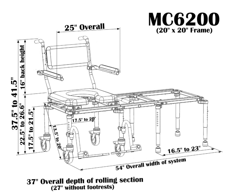 NuProdx MC6200 Tub / Commode Slider System