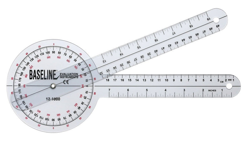 Baseline® Plastic Goniometer - 360 Degree Head - 12 inch Arms - US MED REHAB