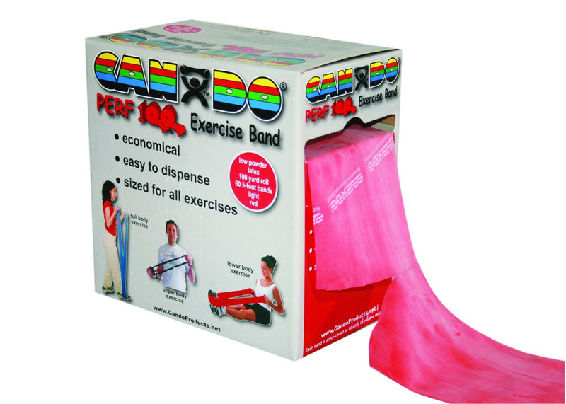CanDo® Low Powder Exercise Band - 100 yard Perf 100® roll - Red - light - US MED REHAB