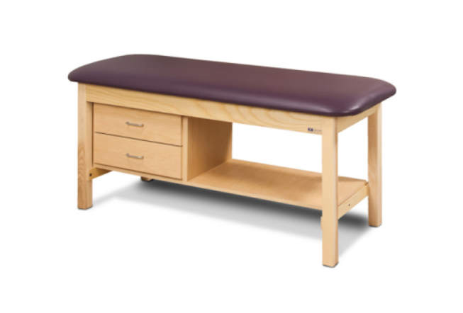 Clinton Flat Top Classic Series Treatment Table with Shelf and Two Drawers