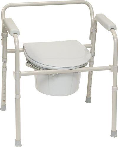Folding Three-in-One Commode, 350lb Weight Capacity - US MED REHAB