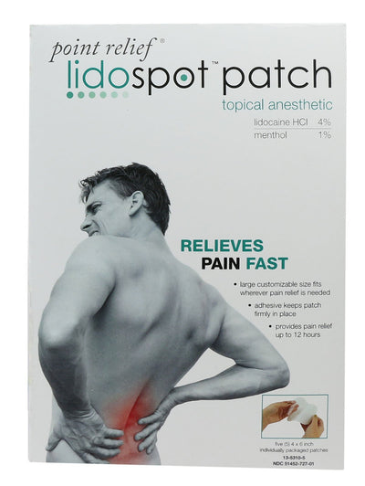 Point Relief LidoSpot pain relieving patch, universal size (4" x 6"), 5/pack - US MED REHAB