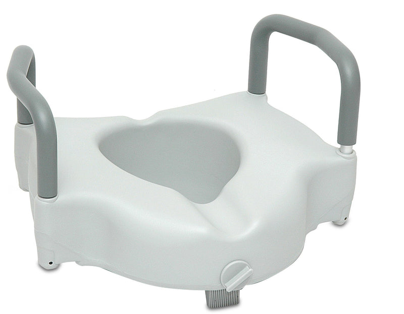 Raised Toilet Seat with Lock and Arms, 350lb Weight Capacity - US MED REHAB